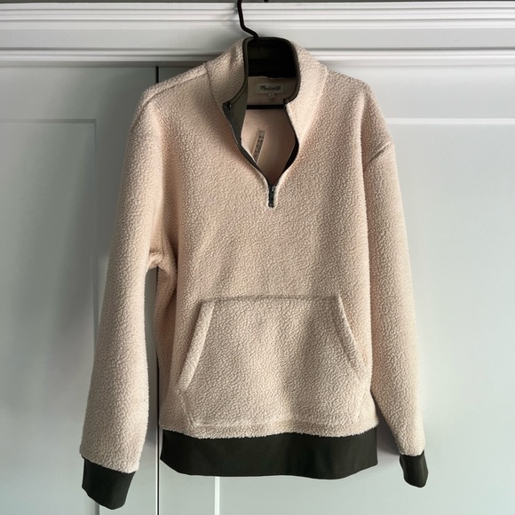 NWT Madewell quarter zip Sherpa sweatshirt - Picture 1 of 3